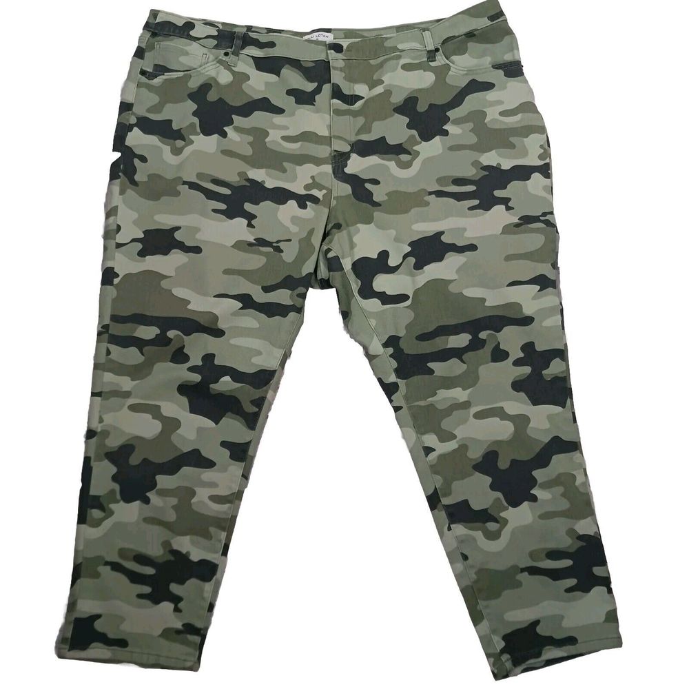 NILI LOTAN Target Plus Size 20W 22W Camo Jeans High Rise Crop Stretch